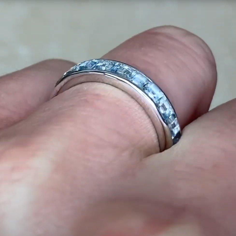 Anillo de eternidad de aguamarina talla Asscher (aprox. 2,40 quilates), platino Corte Asscher en venta