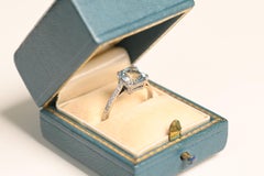 Asscher Cut Aquamarine Ring. 1.20ct Aquamarine Round Diamond Engagement ring