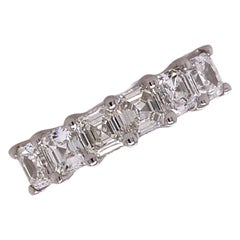 Asscher Cut Diamond 18 Karat White Gold Wedding Anniversary Band Ring U Prong