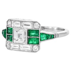 Asscher Cut Diamond 2.10cts Emerald Platinum Ring