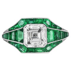 Asscher Cut Diamond 5.21cts Emerald Platinum Ring