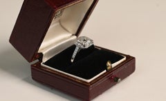 Asscher Cut Engagement Ring. Gia 1ct Diamond Geometric Halo Ring Platinum H VS1