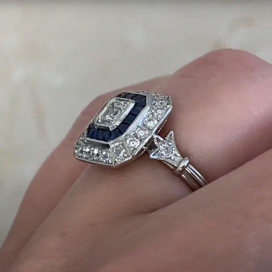 Bague double halo en diamant taillé Asscher (GIA env. 0,5 carats), couleur H, platine Pour femmes en vente