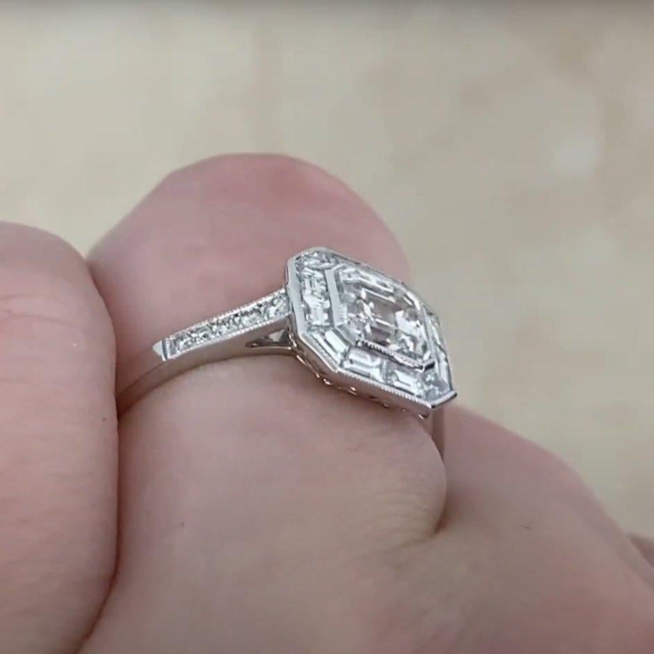 Verlobungsring mit Diamant im Asscher-Schliff (GIA ca. 1.00 Karat), Platin Damen im Angebot