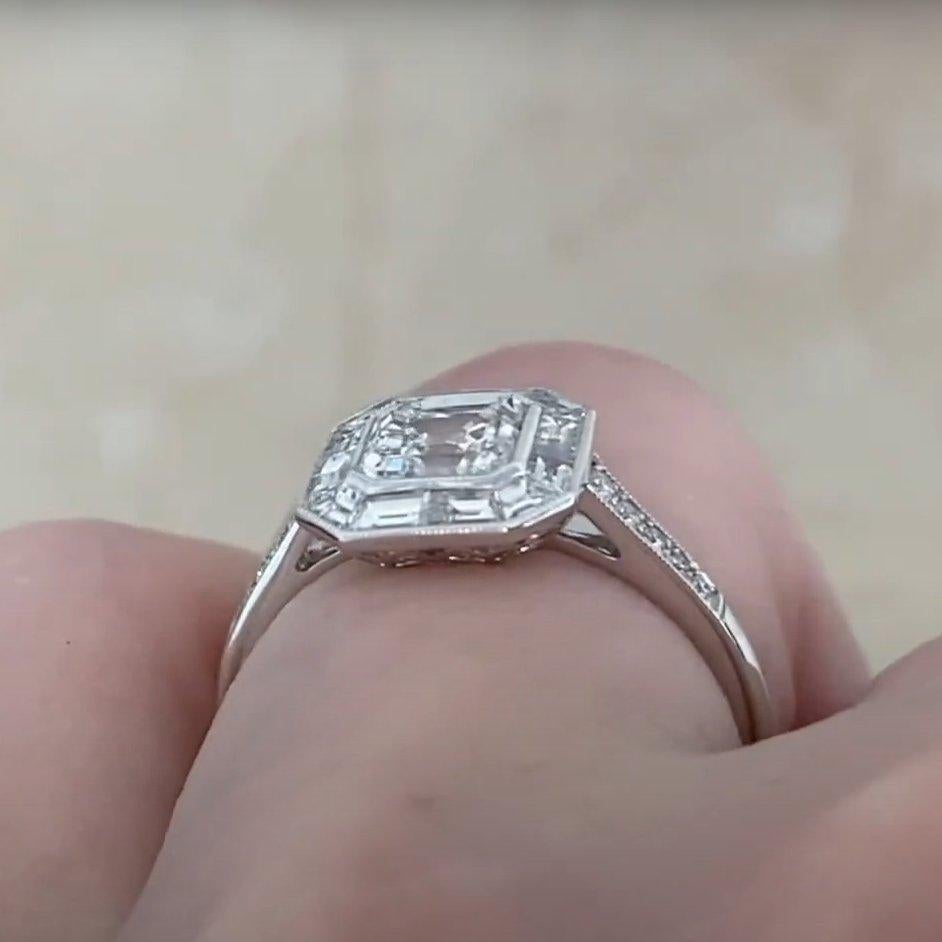 Verlobungsring mit Diamant im Asscher-Schliff (GIA ca. 1.00 Karat), Platin im Angebot 1