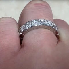 Asscher Cut Diamond Half-Bezel Set Eternity Band (Approx. 4-Carats), Platinum