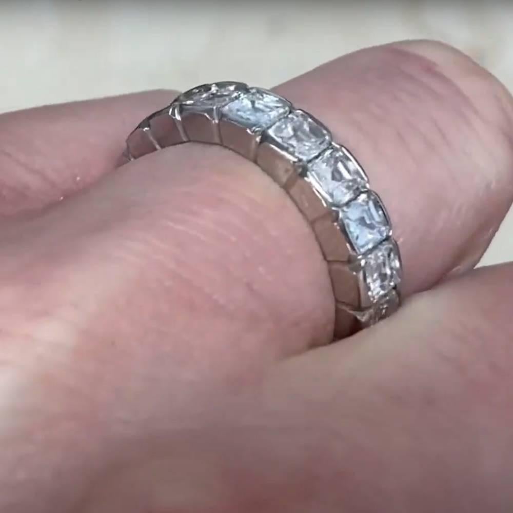 Asscher Cut Diamond Eternity Bristol Band (Approx. 4-Carats), Platinum In Excellent Condition For Sale In New York, NY