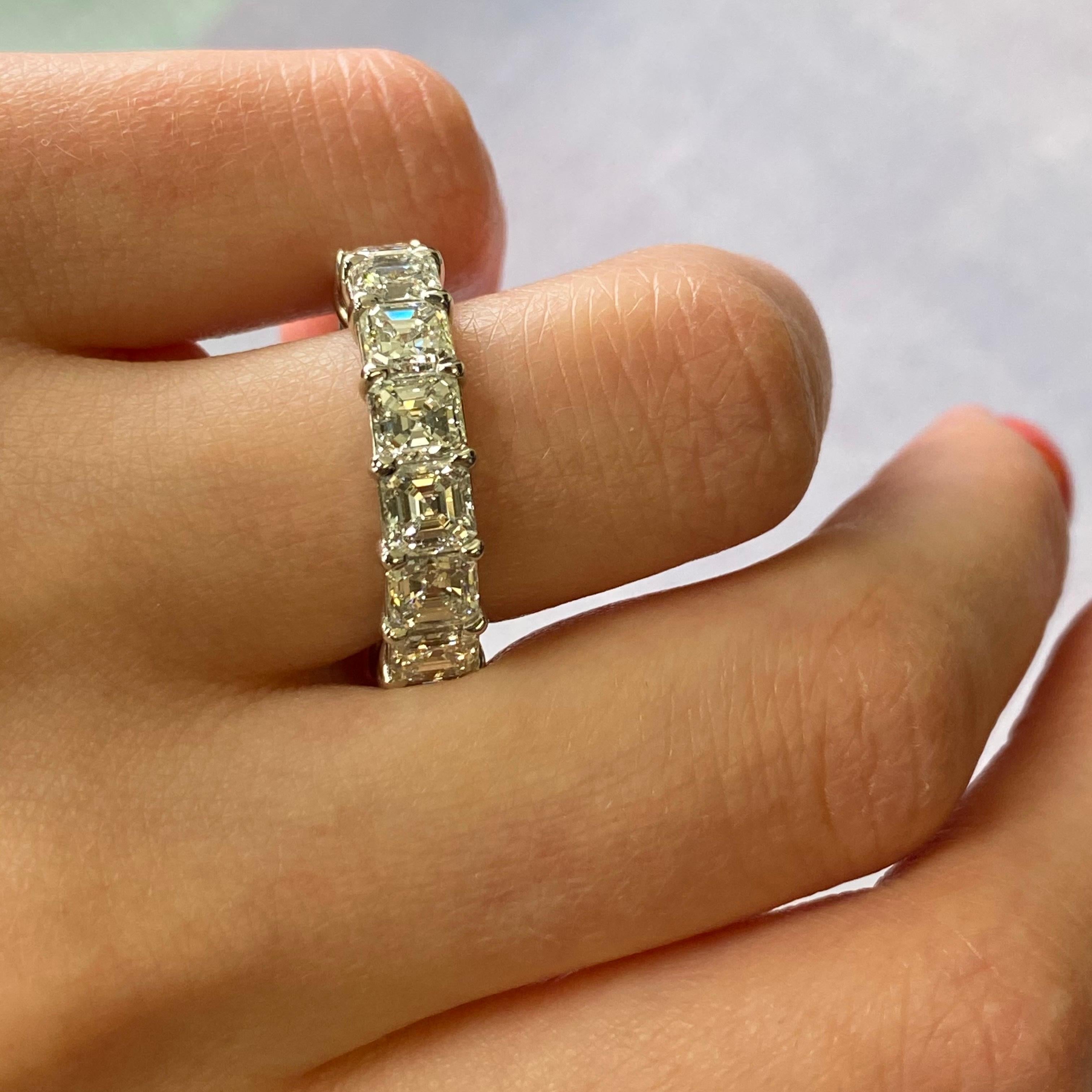 Asscher Cut Diamond Eternity Wedding Band Ring Platinum 8.13cttw In New Condition For Sale In New York, NY