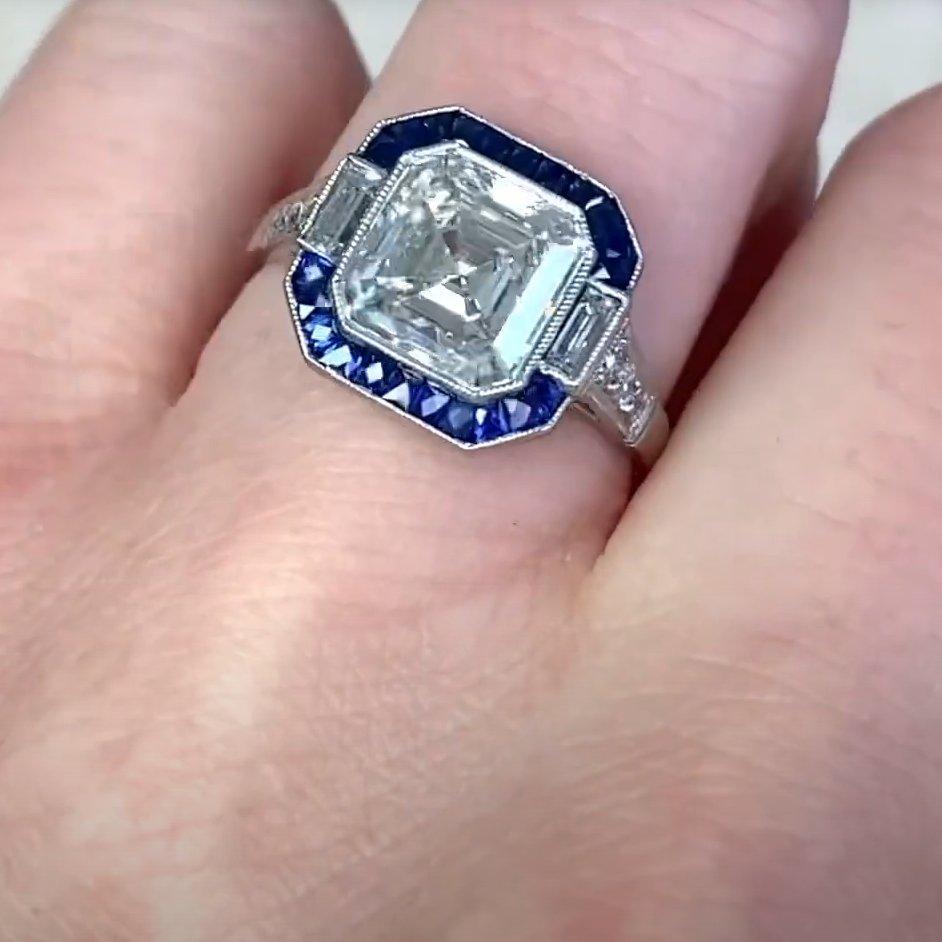 Verlobungsring mit Diamant-Halo im Asscher-Schliff (GIA ca. 3,00 Karat), Platin im Angebot 1
