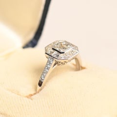 GIA Halo Engagement Ring. 0.50ct Asscher Cut Diamond Halo Ring Platinum I VS1