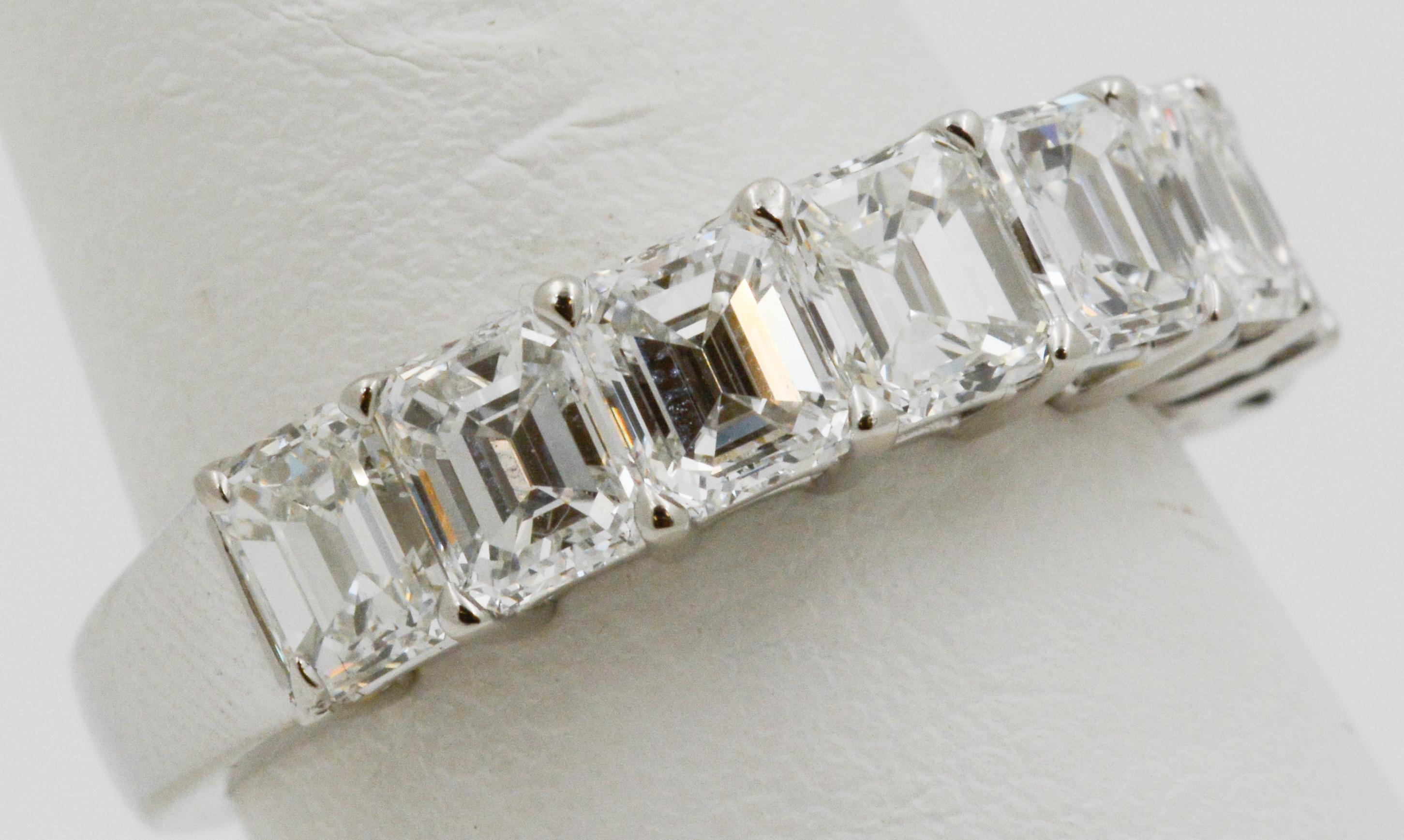 Women's Asscher Cut Diamond Platinum Half Way Band Ring