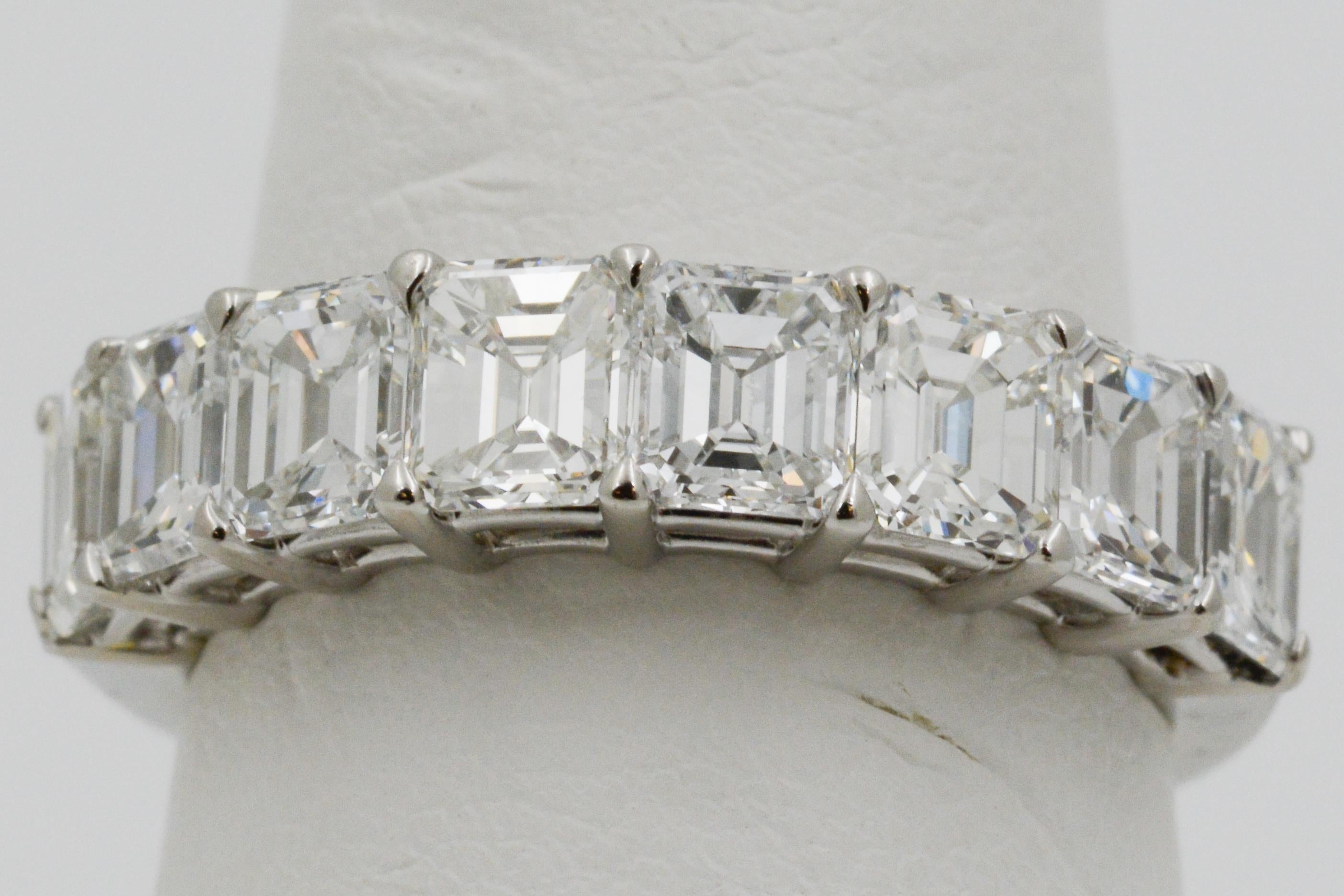 Modern Asscher Cut Diamond Platinum Half Way Band Ring