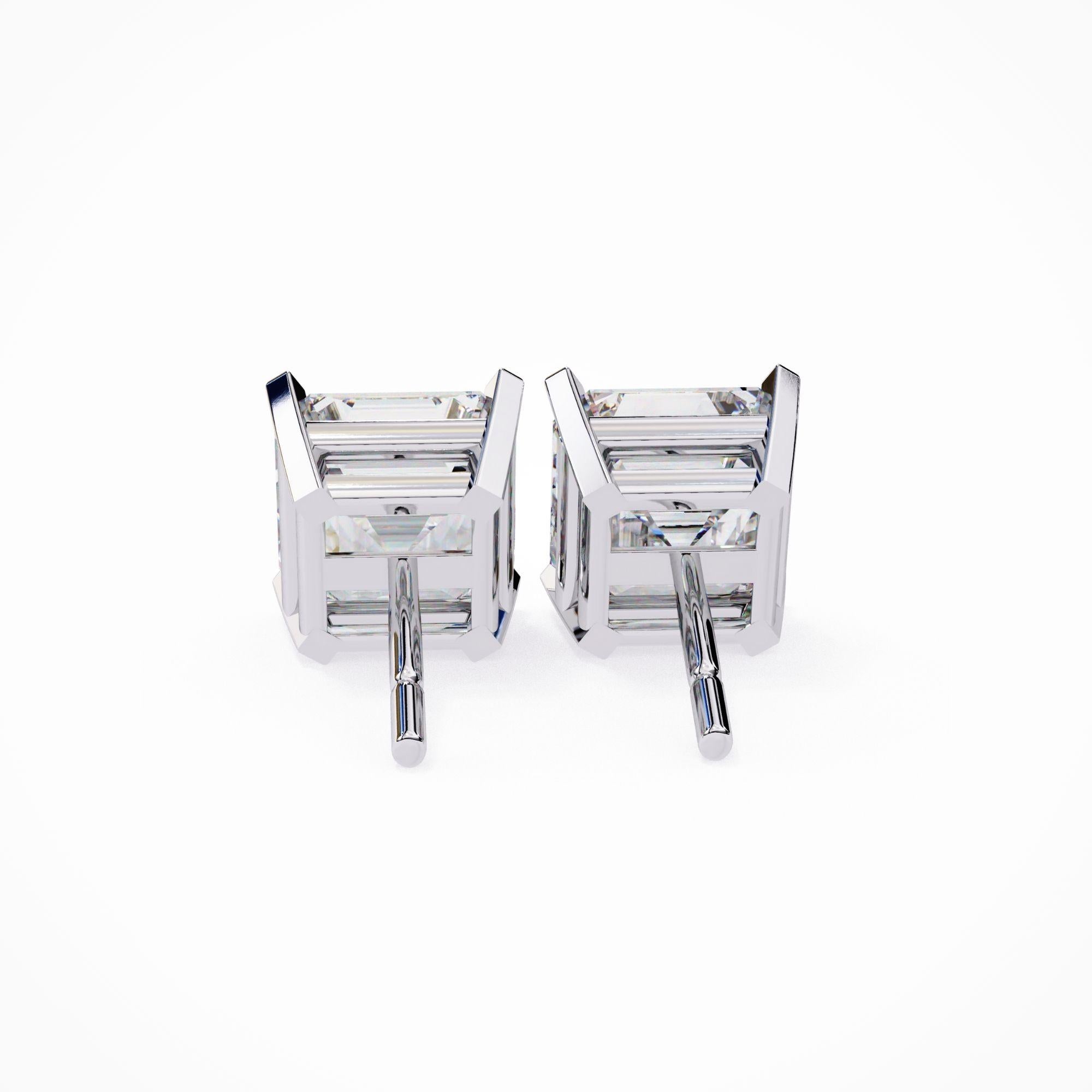 Moderne Boucles d'oreilles diamant Asscher Cut, 1/2 carats TW, or massif 14K, boucles d'oreilles de tous les jours en vente