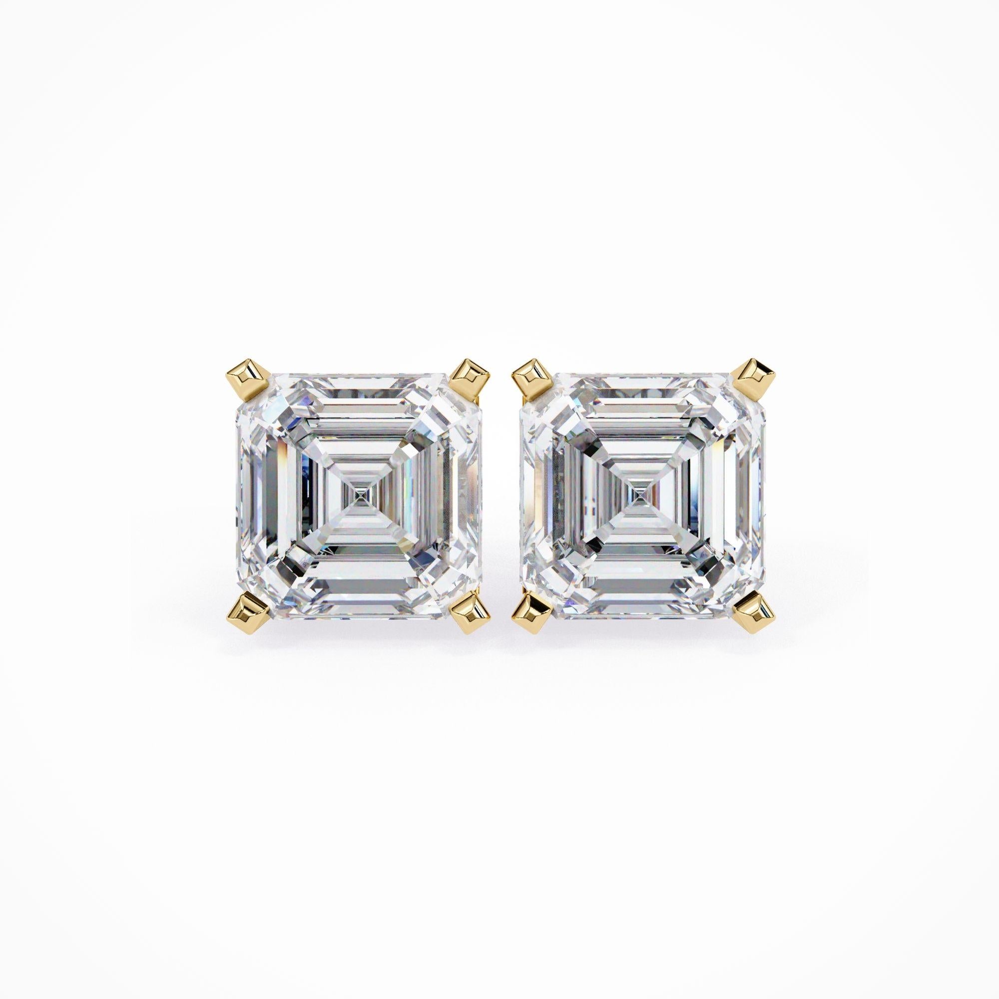 Boucles d'oreilles diamant Asscher Cut, 1/2 carats TW, or massif 14K, boucles d'oreilles de tous les jours Neuf - En vente à New York, NY