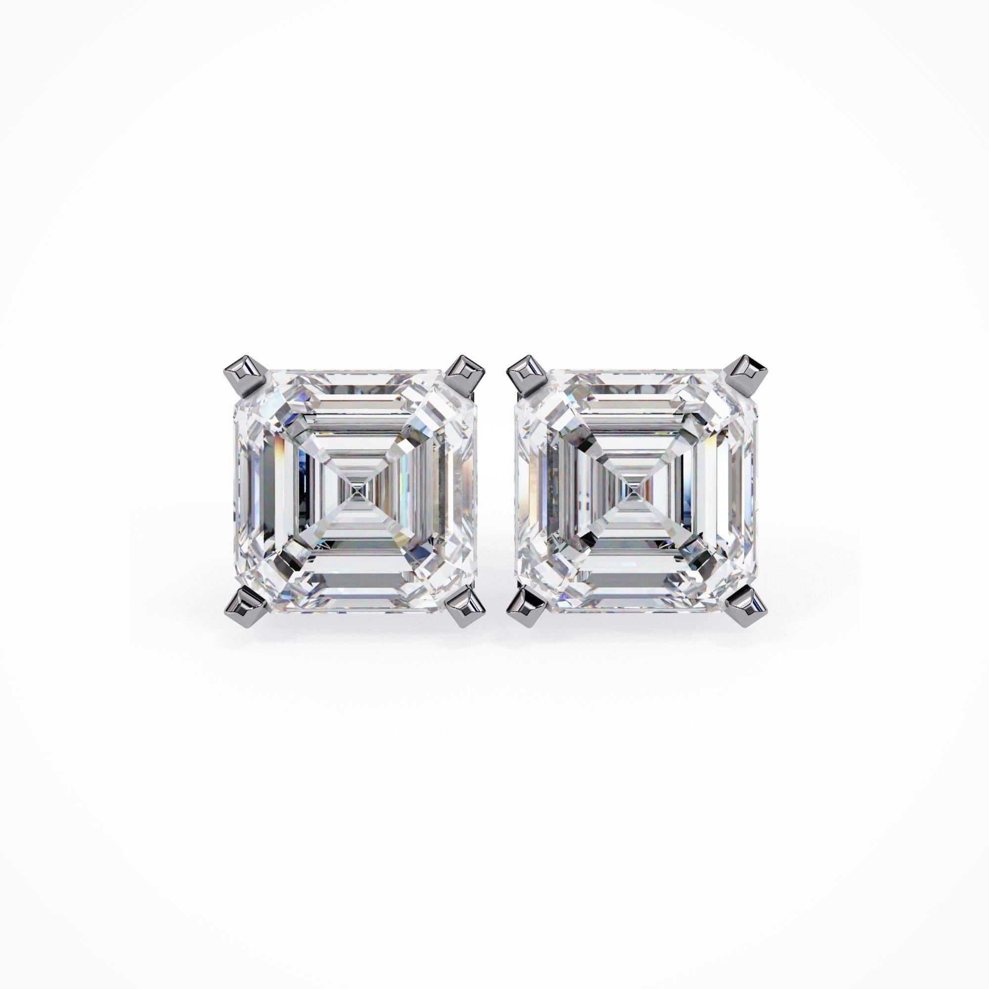 Pendientes de diamantes talla Asscher, 1/2 quilate TW, oro macizo de 14 quilates, pendientes para todos los días 2