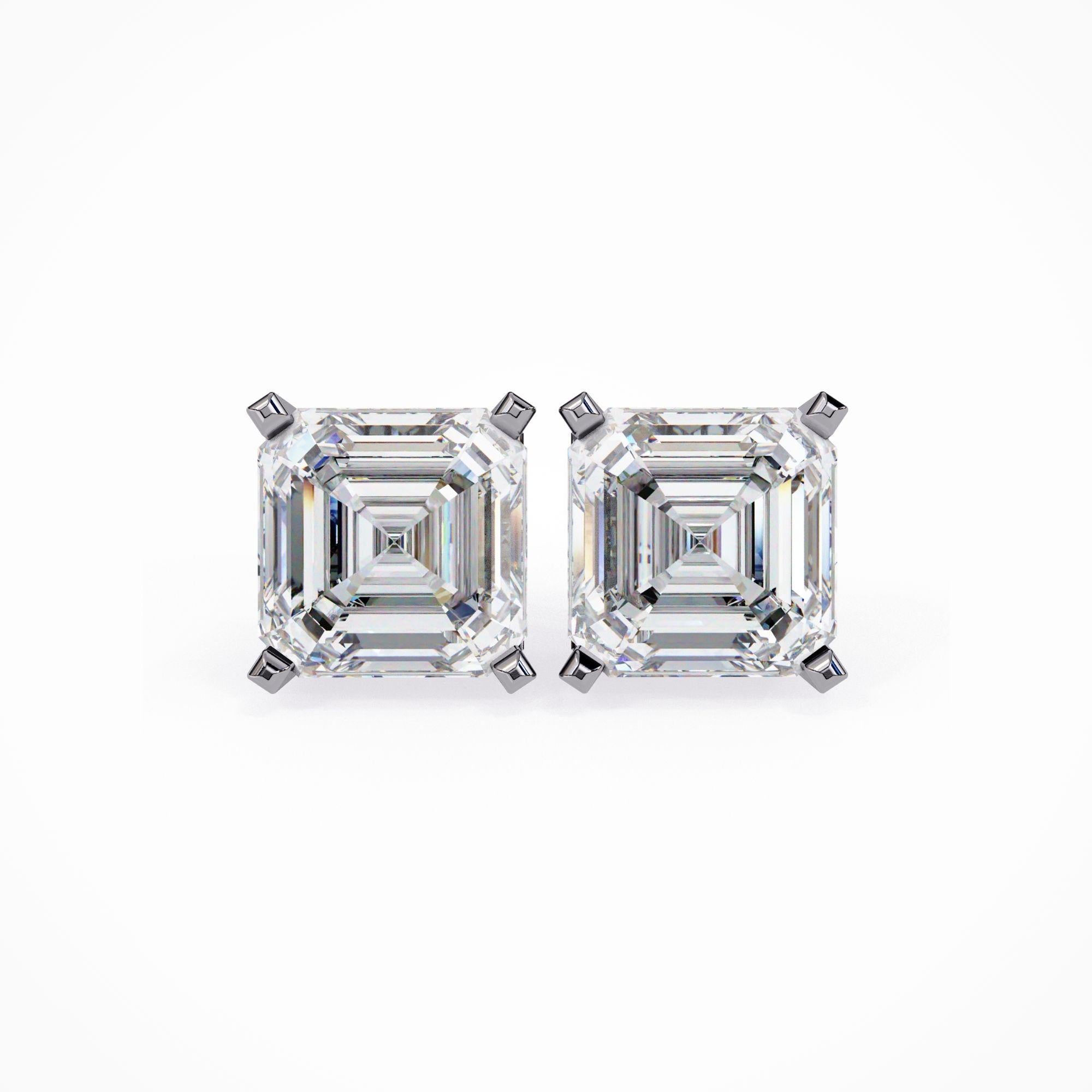 Boucles d'oreilles diamant Asscher Cut, 1/2 carats TW, or massif 14K, boucles d'oreilles de tous les jours en vente 2