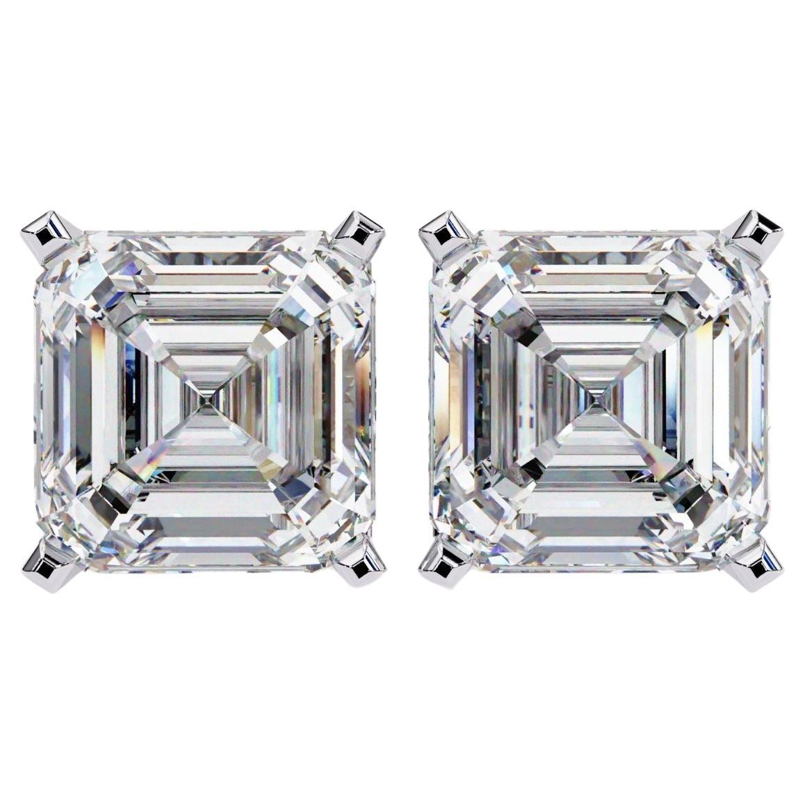 Asscher Cut Diamond Studs, 1/2 Carats TW, 14K Solid Gold, Everyday Studs For Sale