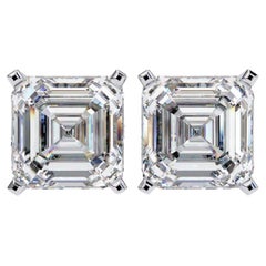 Used Asscher Cut Diamond Studs, 1/2 Carats TW, 14K Solid Gold, Everyday Studs