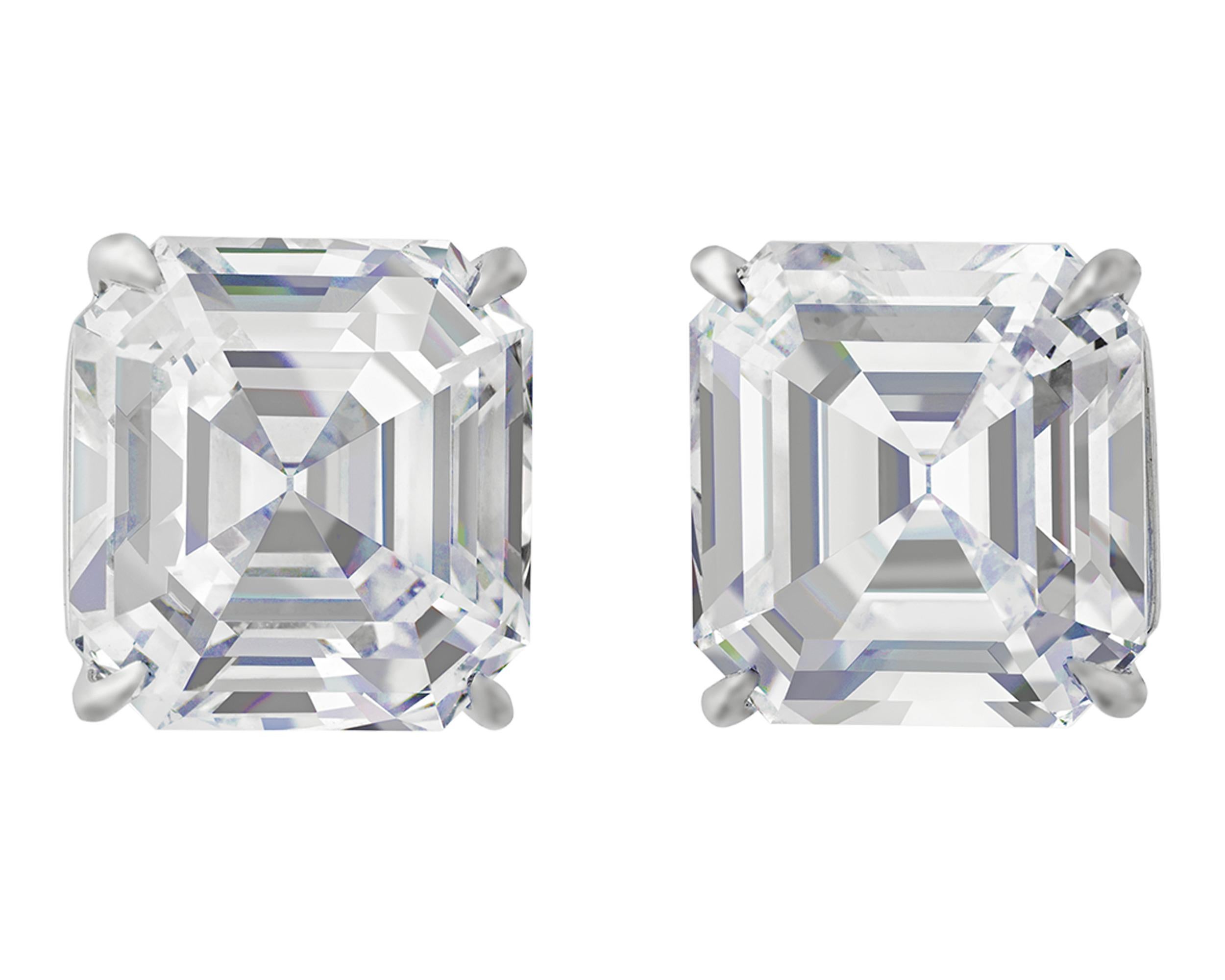Diamant-Ohrstecker im Asscher-Schliff, 14,42 Karat (Moderne) im Angebot