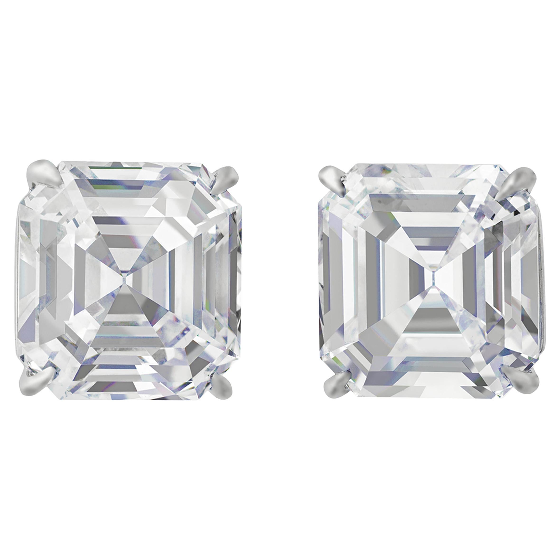 Asscher-Cut Diamond Studs, 14.42 Carats