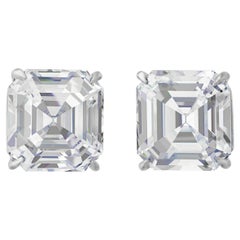 Used Asscher-Cut Diamond Studs, 14.42 Carats