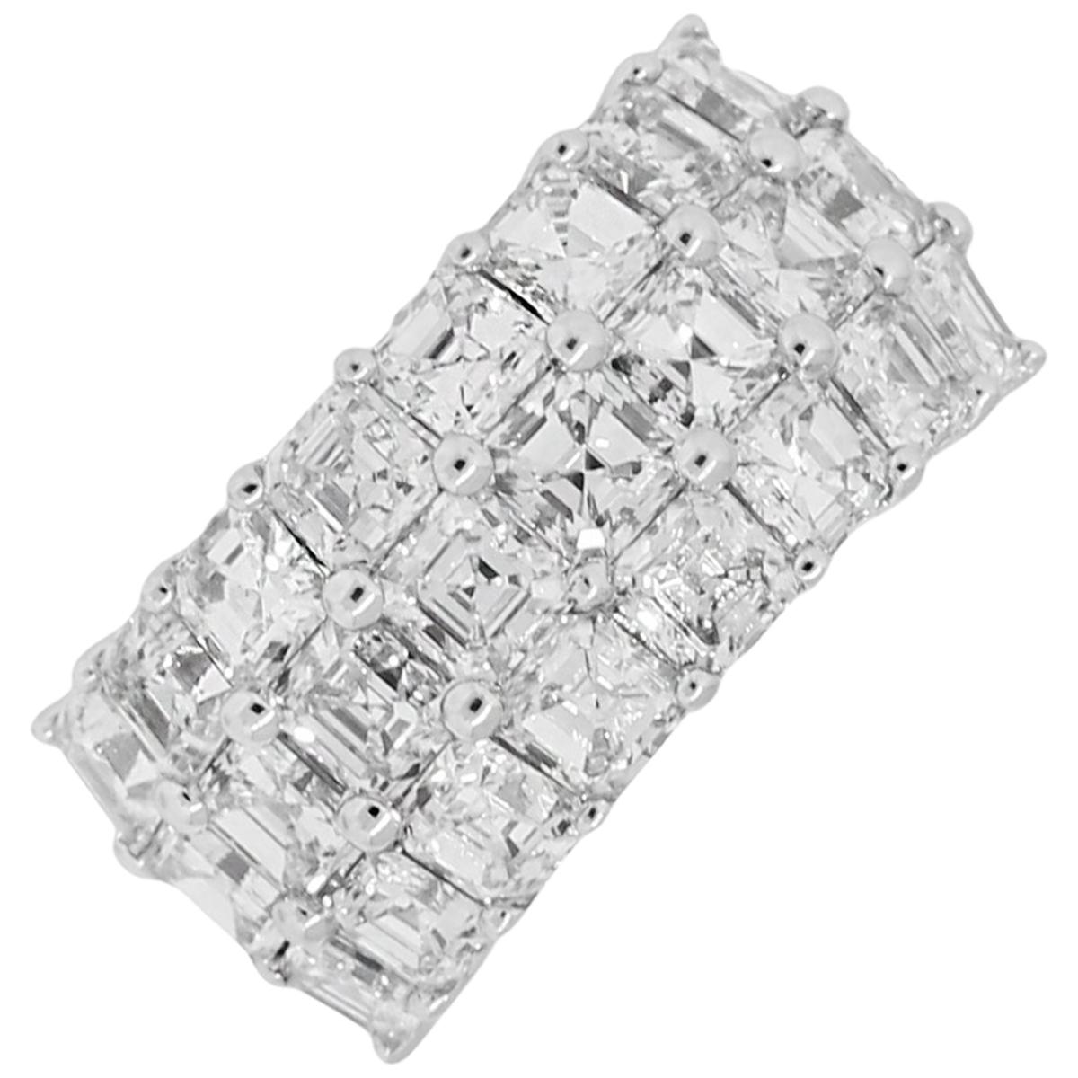 Asscher Cut Diamond Three-Row Band