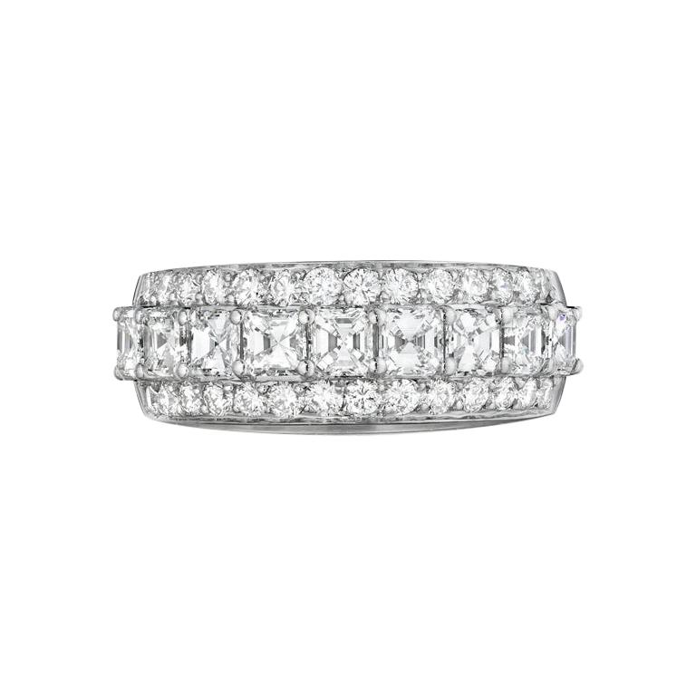 Asscher Cut Conflict Free Diamond Wedding Ring with 1.81 Carat  in 18 Karat