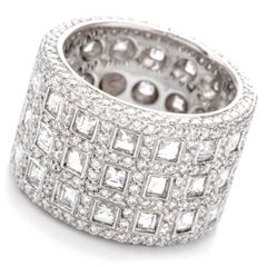 Asscher Cut Diamond Wide Platinum Eternity Ring Band