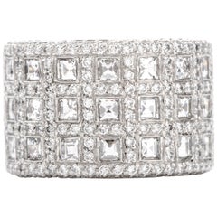 Asscher Cut Diamond Wide Platinum Eternity Ring Band