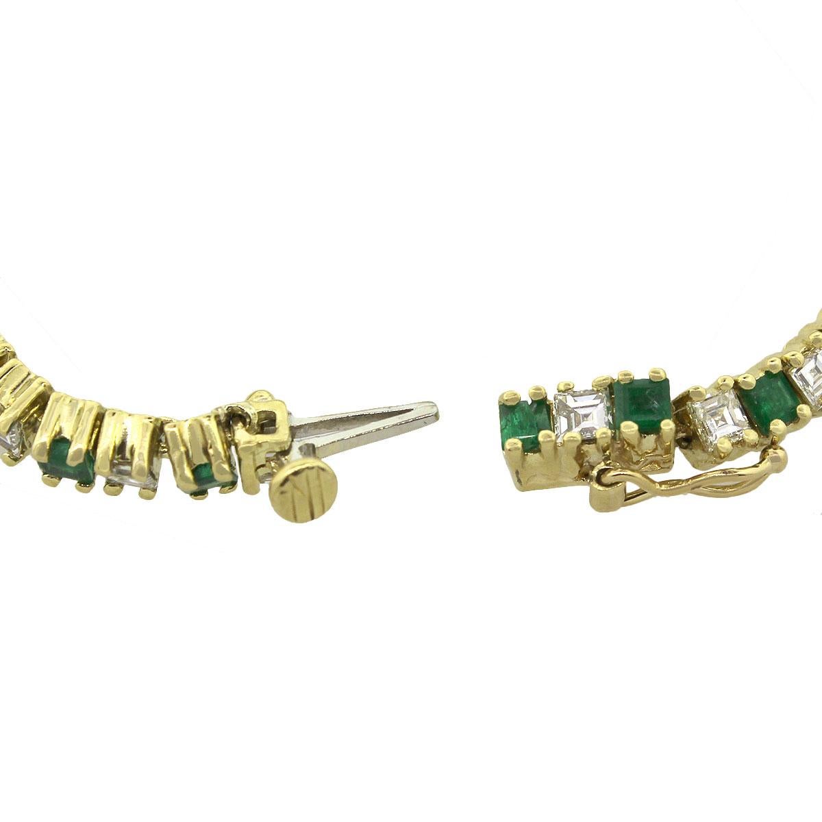 Women's Asscher Cut Diamonds and Emerald Bracelet