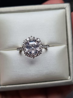 Asscher Cut Engagement Ring 925 Sterling Silver Moissanite Engagement Ring.