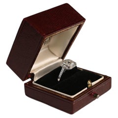 Asscher Cut Engagement Ring. Gia 1ct Diamond Geometric Halo Ring Platinum H VS1