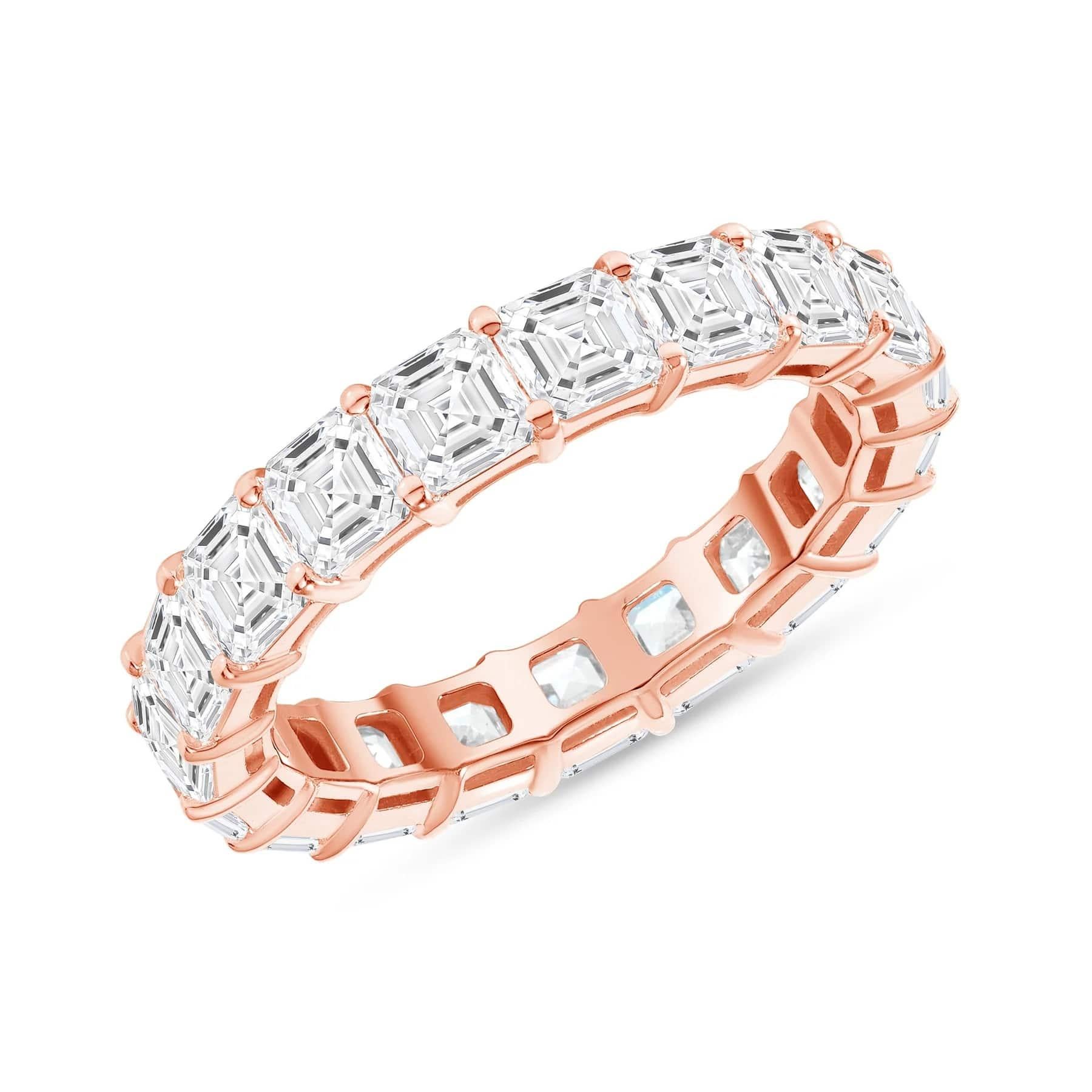 For Sale:  Asscher Cut 14K Gold Eternity Band Ring 3