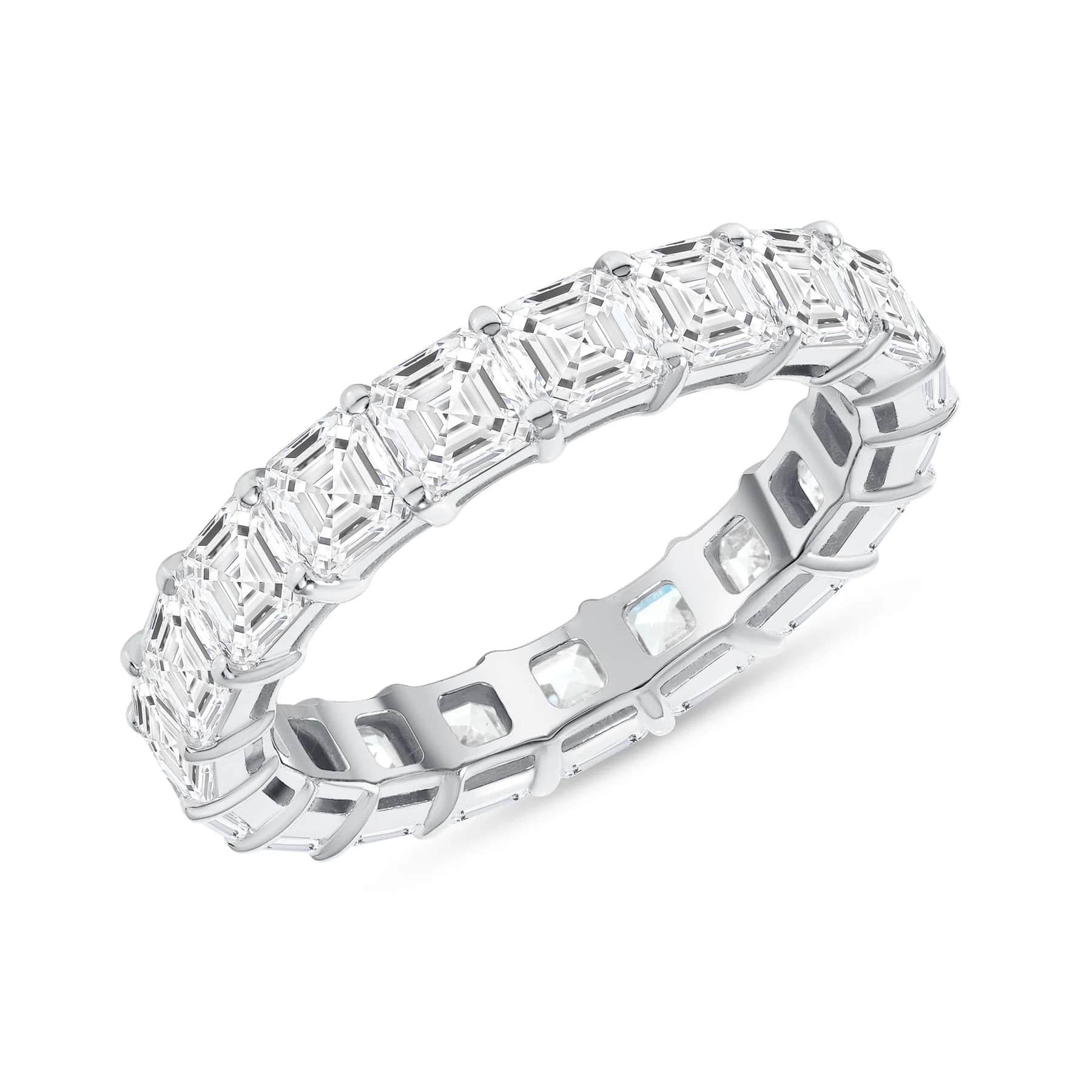 For Sale:  Asscher Cut 14K Gold Eternity Band Ring 4