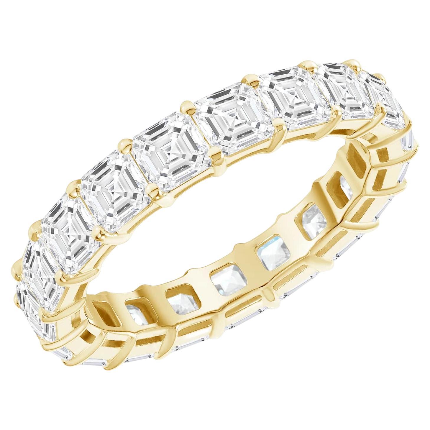 For Sale:  Asscher Cut 14K Gold Eternity Band Ring