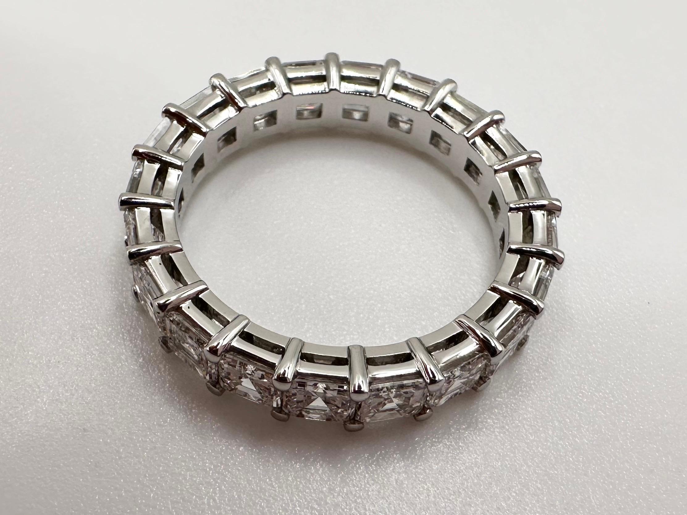 Taille Asscher Bague d'éternité en diamant taille Asscher en platine 3 carats PT950 en vente
