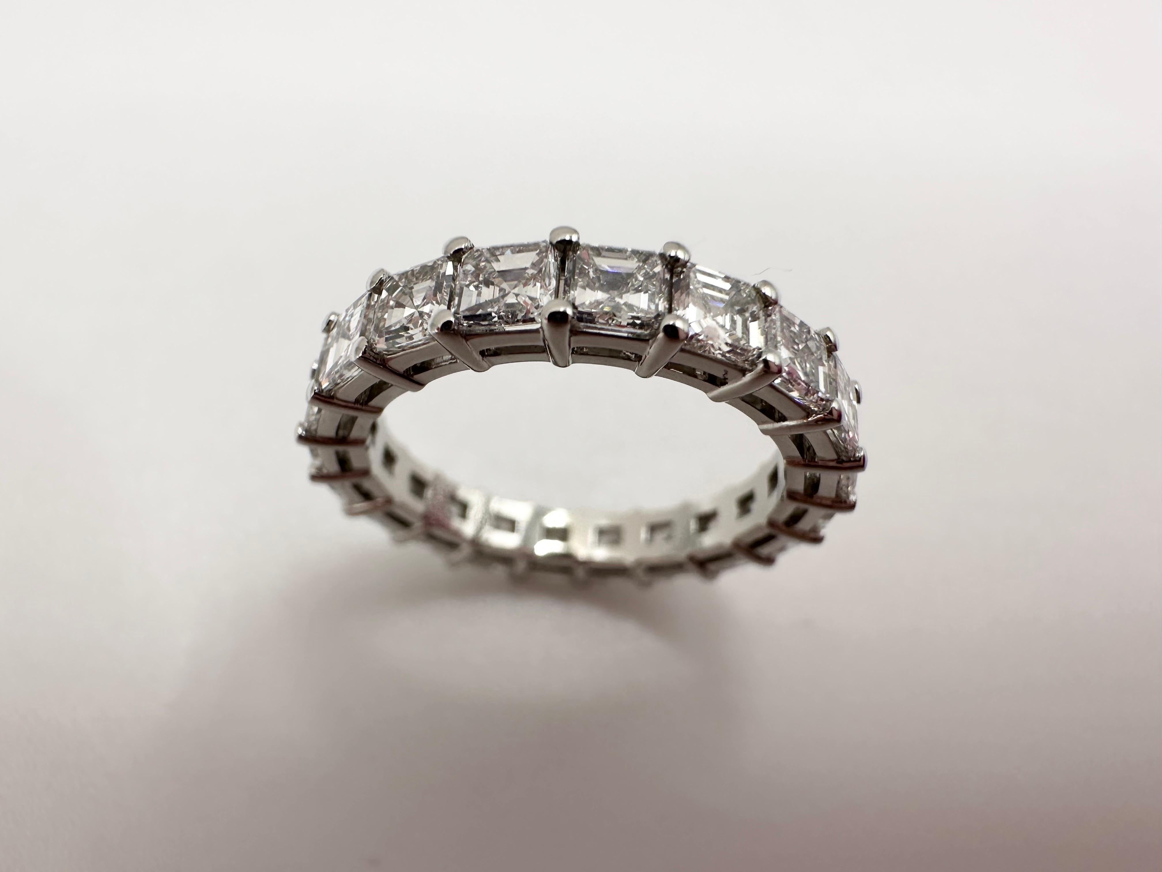 Bague d'éternité en diamant taille Asscher en platine 3 carats PT950 Unisexe en vente
