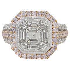 Asscher Cut Halo Diamond Engagement Ring