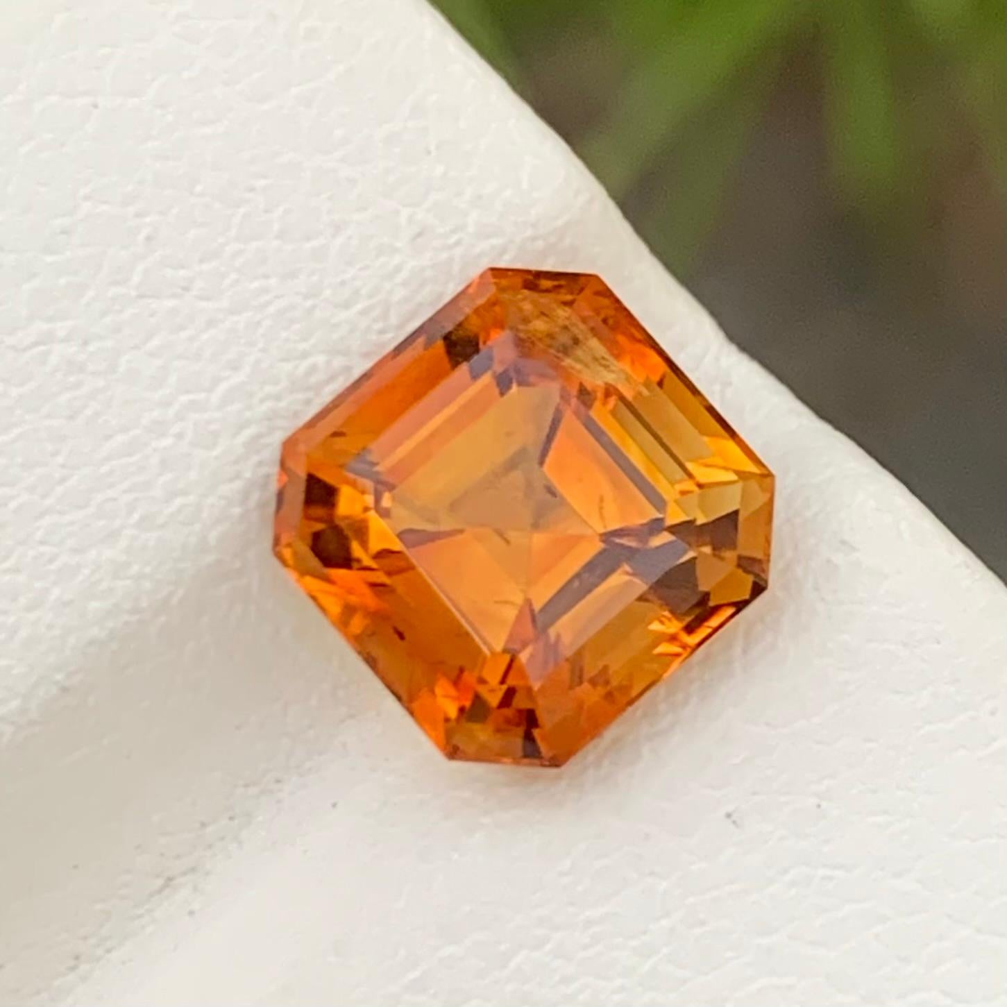 Loose Madeira Citrine
Weight: 3.60 Carats
Dimension: 8.9 x 8.9 x 7.1 Mm
Origin: Brazil
Colour : Orange and Yellow
Shape: Square
Cut: Asscher 
Certificate: On Demand

Madeira Citrine, a captivating gemstone named after the rich and warm tones