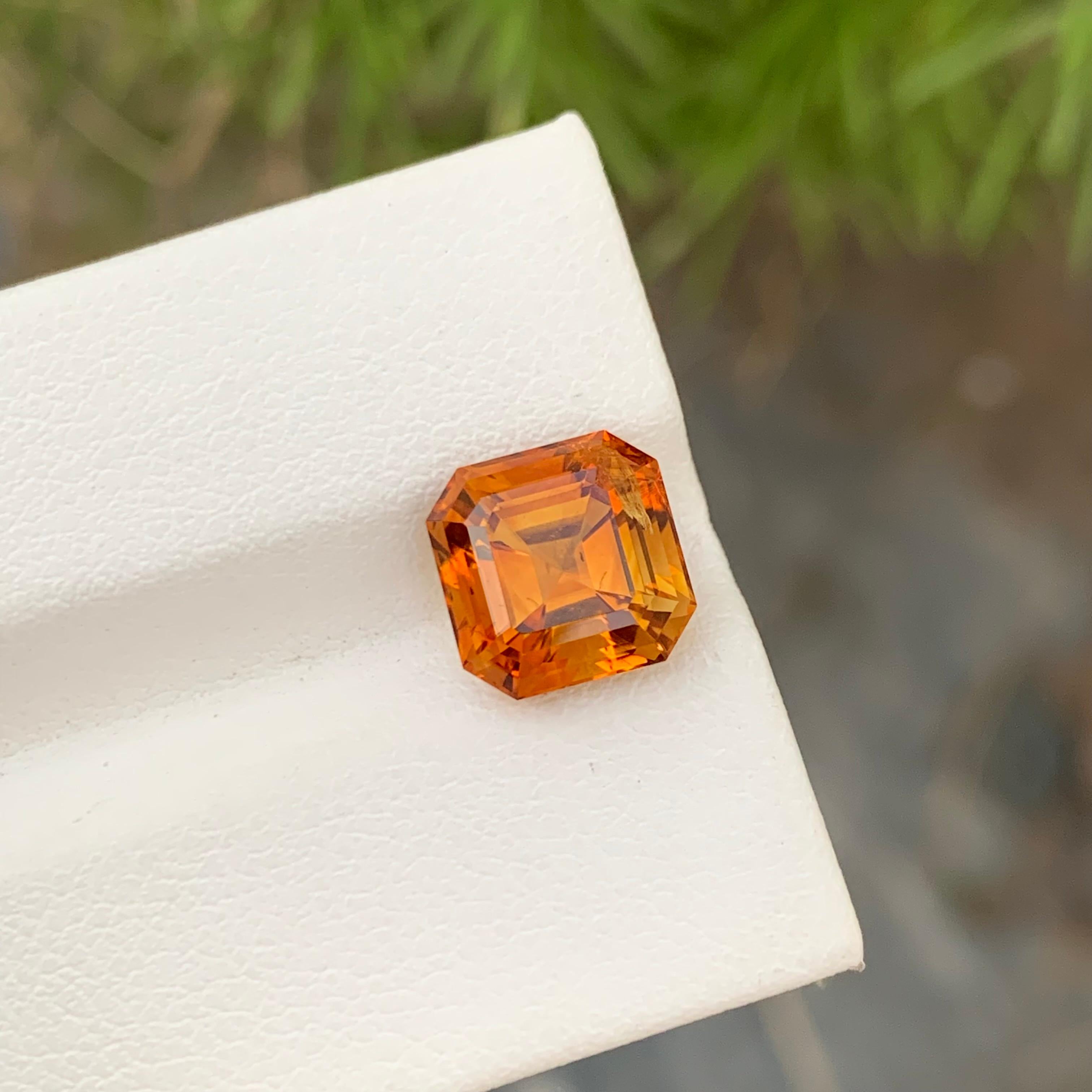 Asscher Cut Loose Madeira Citrine Square Shape 3.60 Carats From Brazil  In New Condition For Sale In Peshawar, PK