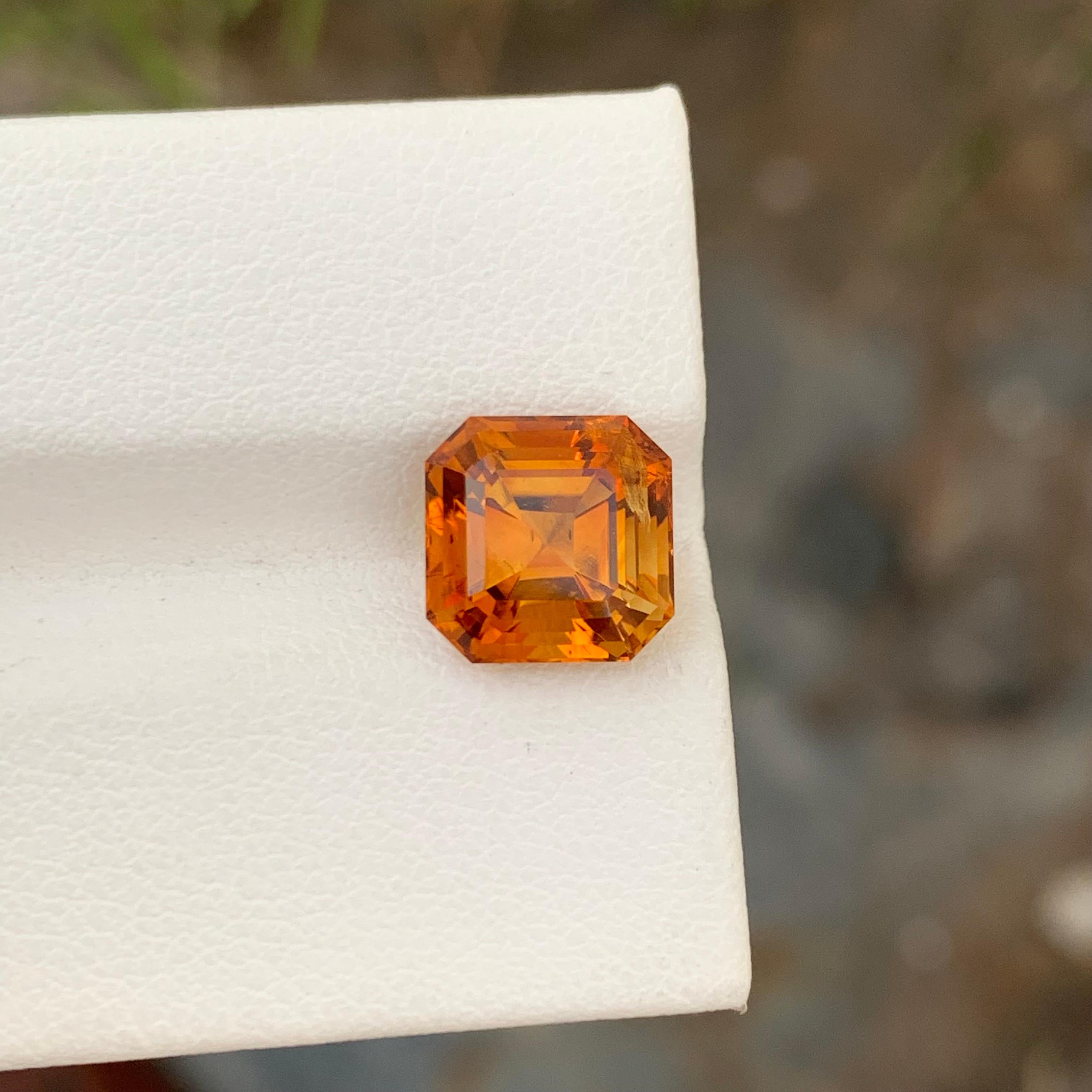 Asscher Cut Loose Madeira Citrine Square Shape 3.60 Carats From Brazil  For Sale 2