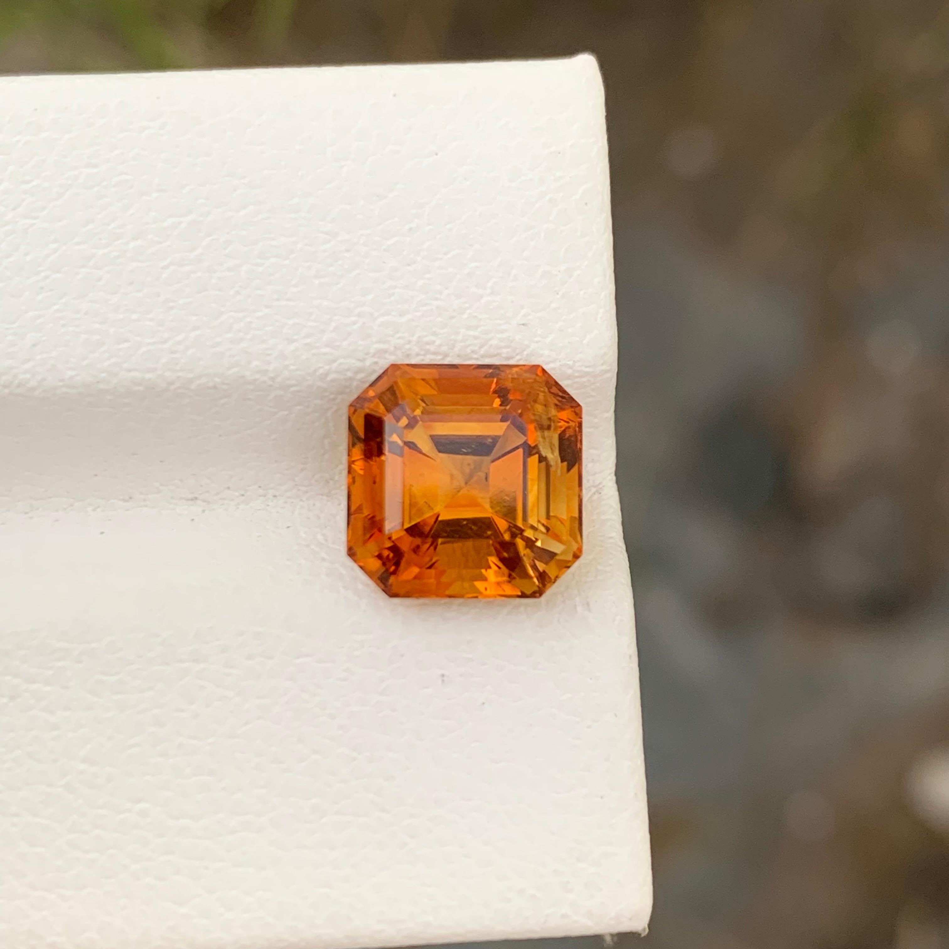 Asscher Cut Loose Madeira Citrine Square Shape 3.60 Carats From Brazil  For Sale 3