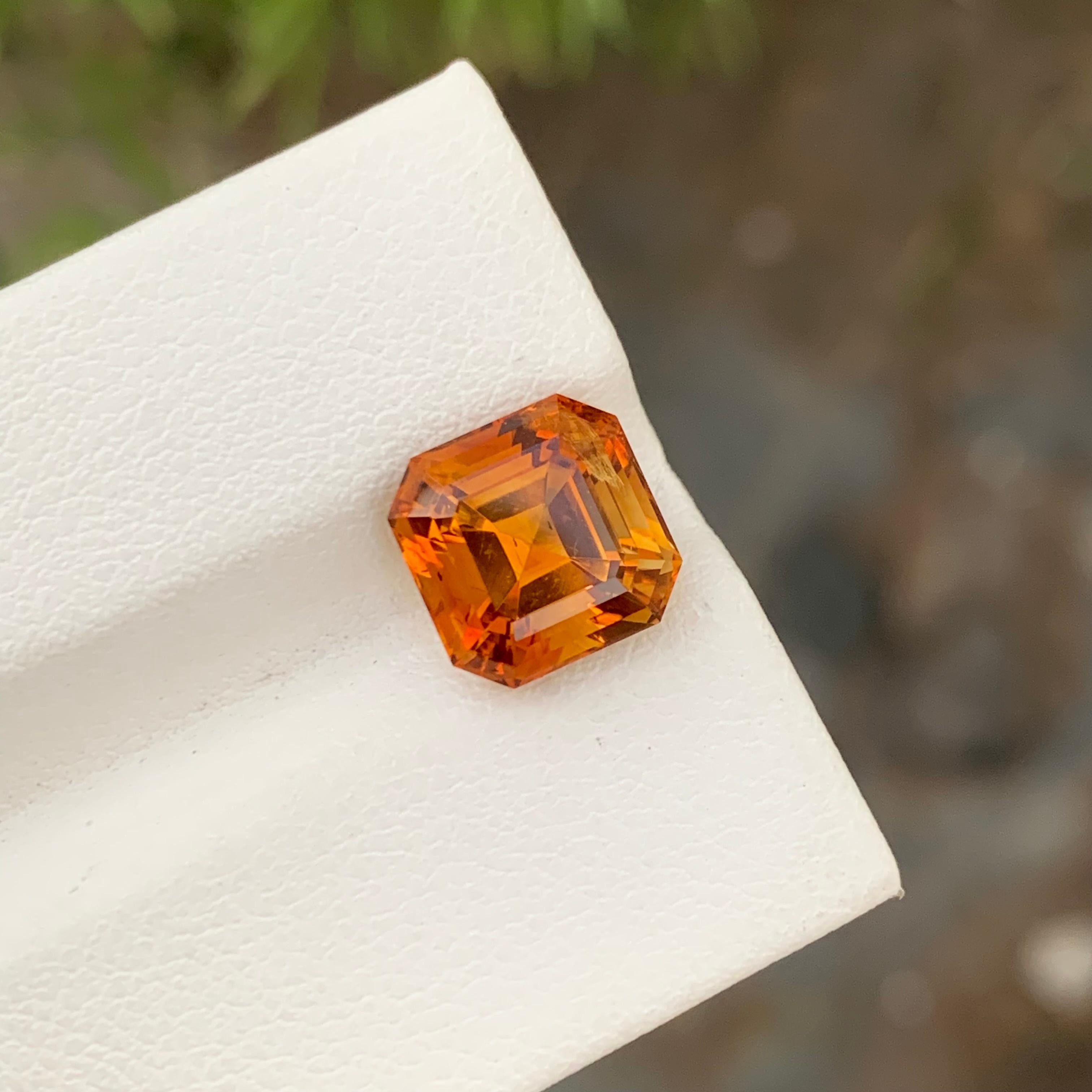 Asscher Cut Loose Madeira Citrine Square Shape 3.60 Carats From Brazil  For Sale 4