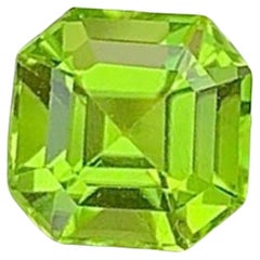 Asscher Cut Peridot Gemstone: Natural August Birthstone, Pakistan 1.13 carats