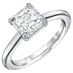 Asscher Cut Platinum Diamond Ring