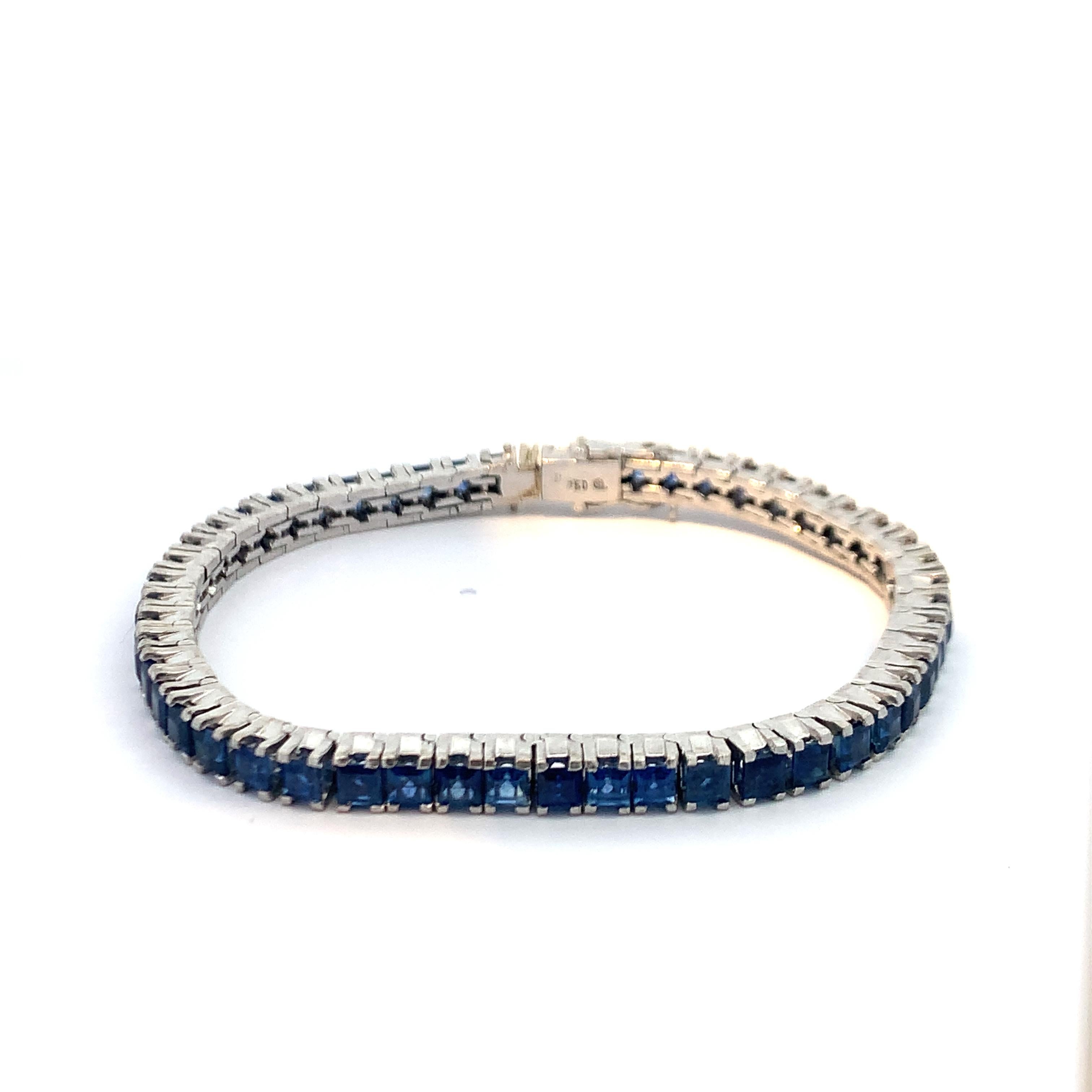 Women's Asscher Cut Sapphire Tennis Bracelet For Sale