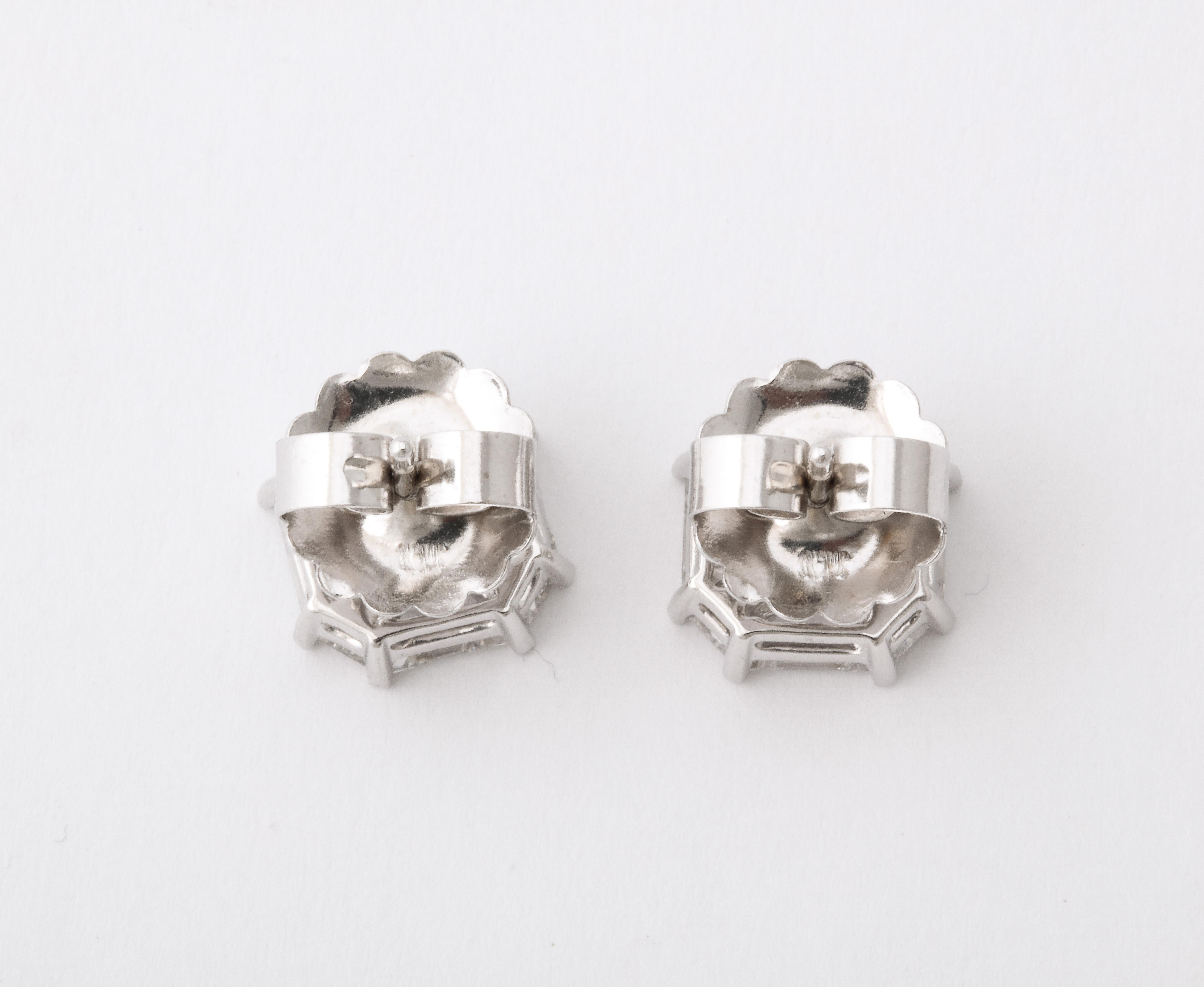 Asscher Cut Stud Earrings Illusion Set For Sale 3