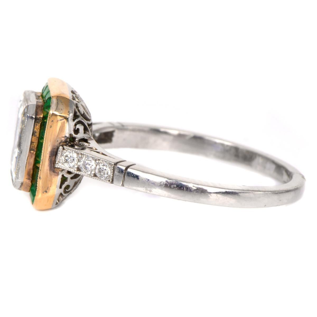 Women's Asscher Diamond 2.12cts Emerald Halo Platinum Engagement Ring