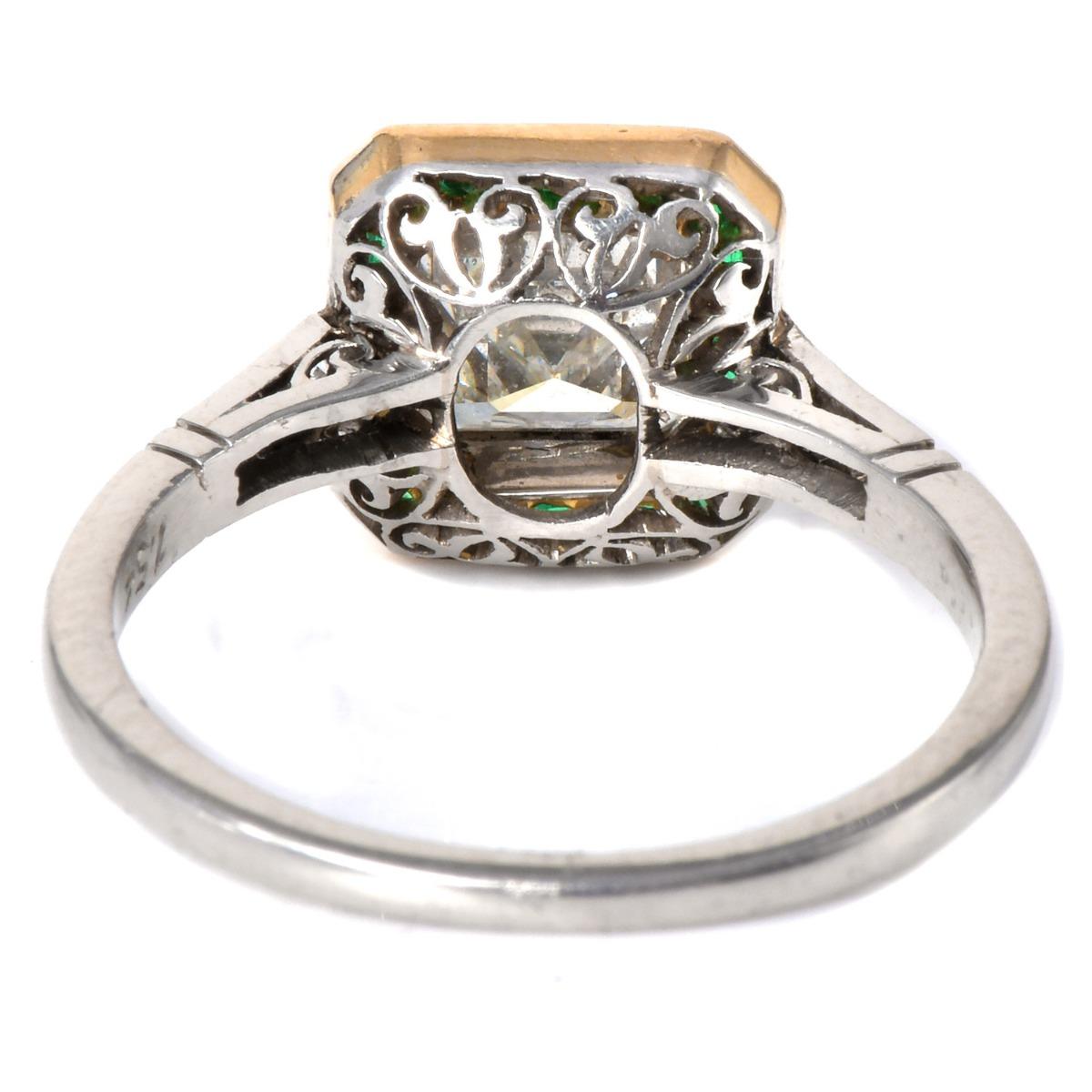 Asscher Diamond 2.12cts Emerald Halo Platinum Engagement Ring 2