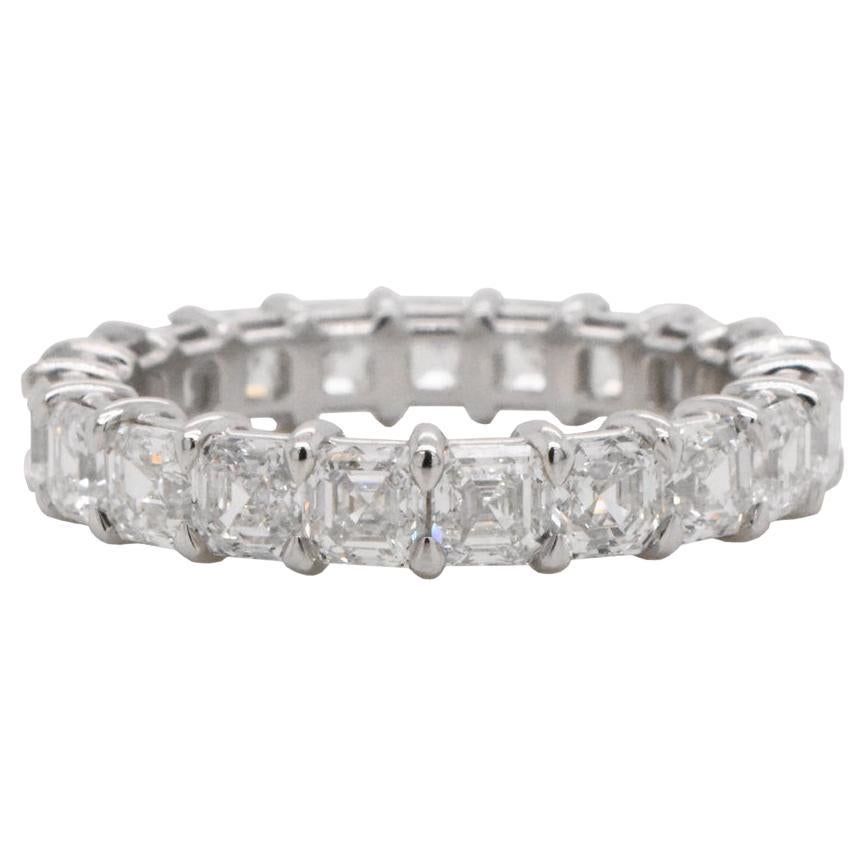 Asscher Diamond Bezel Eternity Band, 5.63 total carat For Sale